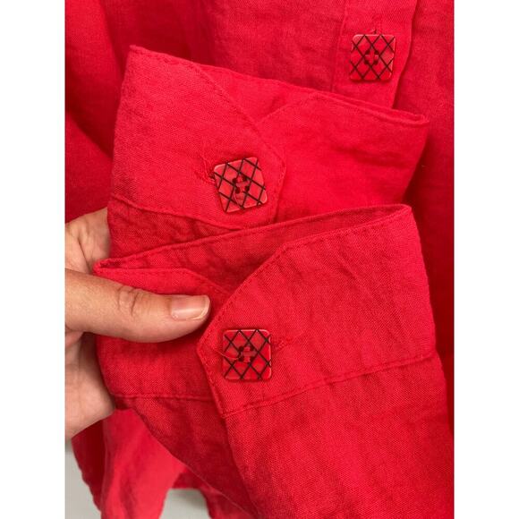 Habitat Women’s Large Red Collared Shirt Lightweight Flowy Rayon/Nylon - Picture 5 of 8